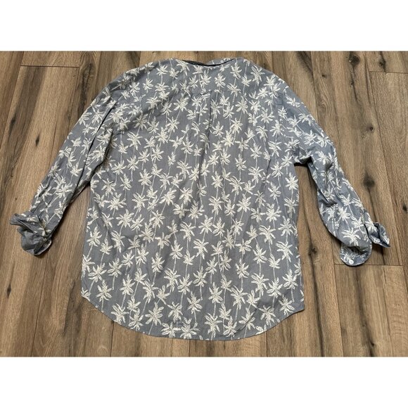 American Eagle Mens Seriously Soft Button-Up Shirt XXL Blue & White Palm Print - Picture 4 of 4